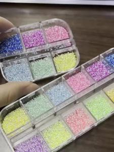 1mm Mini Colored Rhinestone Nail Art 3D Resin Gemstone Mixed Color Nail Art Decorations Sparkling Rhinestone Nail Accessories