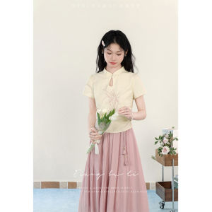 New Chinese Style Embroidered Short Sleeve T-Shirt Womens Fashion Slim Fit Summer Top round Neck Casual Comfortable Shirt