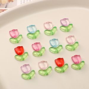 20sets/bag Acrylic Tulip Flower Pendant For DIY Bracelet Necklace Earring Keychain Craft Jewelry Making Accessories