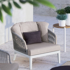 Scandinavian Outdoor Rattan Sofa Single Furniture Casual Combination Teak Stone Plate Coffee Table Sales Department Courtyard Couch