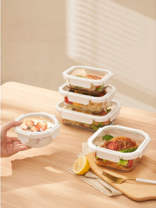 LONGSTAR | Tempered Borosilicate Glass Microwave-safe Bento Box