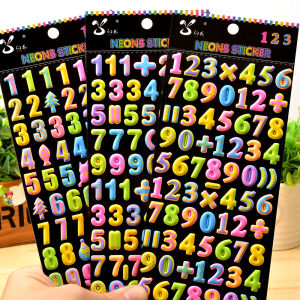 Kids Stickers Kindergarten Students Three-Dimensional 3D Color Fluorescent Number Number Symbol English Letters Bubble Stickers