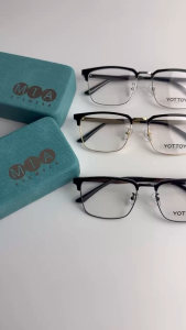 Gọng kính vuông MIA EYEWEAR G114 cao cấp chất liệu càng kim loại phối khung nhựa đờ mi thời trang nam nữ