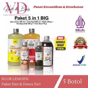 Paket Diet Detox 5in1 | Paket Hemat | Paket Sehat | Paket Hemat Cuka Apel Sari Lemon Chia Seed Madu Hutan Garam Himalaya