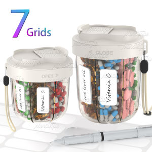7 Large Compartments Pill Cup Bottle Organizer Supplement Pill Dispenser for Vitamins Travel Container Storing Pill Box Bottles