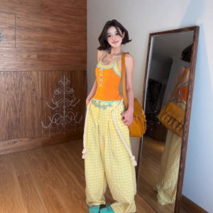 chaqi | Áo ba lỗ không tay ôm vừa vặn mùa hè cho nữ Dopaamine Butterfly Knot Hollow Out Neck Strap Vest Thiết kế thời trang công sở