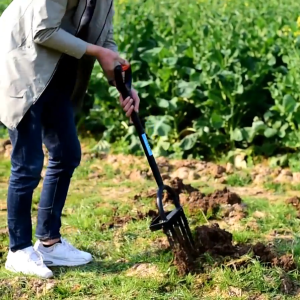 Braun Mall-ส้อมขุดดิน พรวนดิน ยาว 1 เมตร ชุดไม้ผลใต้ดิน แบบใช้เท้าดันลง หน้ากว้างสัมผัสดิน 8.5 นิ้ว