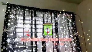 Fashion Short Curtain for Living Room Bedroom Decor: Black White Grey Curtains Hot Sale