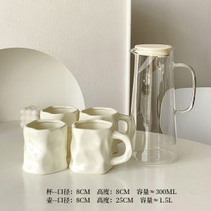 Cream Style Ceramic Water Cup Suit Cup Set For Home Living Room Moving into the New House Hospitality Water Cup Water Kettle Mug Tea Cup