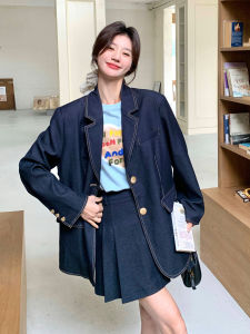 Olive Green College Style Suit Set Womens Autumn New Mini Skirt Two Piece Set Fashionable Casual Versatile Polyester Fiber