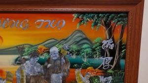 TRANH SƠN MÀI KHẢM ỐC - TRAI CHÚC THỌ ÔNG- THỌ BÀ -SONG THỌ