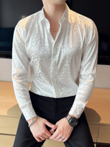 Áo Sơ Mi Nam in Họa Tiết Lụa Băng Mỏng Mùa Hè Dài Tay Thời Trang Thường Ngày Không Cần Ủi Bằng Vải Satin Polyester
