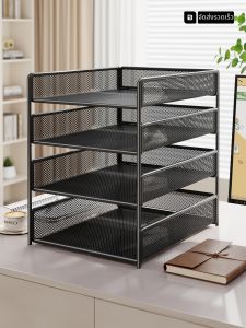 WUBUWEI | Office Black Grid Multi-level Tabletop Organizer