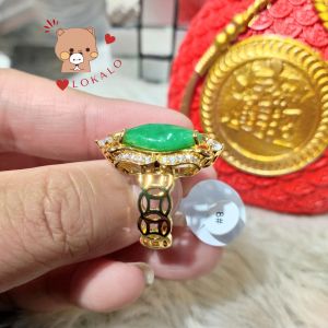 (Có Video) Nhẫn Nữ Cẩm Thạch Xanh Mạ Vàng 18k  Cao Cấp - Lokalo - Làm Sáng Lên Bàn Tay Chị Em 21922