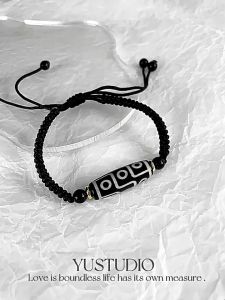 Vintage Nine Eyes Dzi Bead Braided Bracelet Ethnic Style Tibetan Style Hand Rope for Men and Women复古九眼天珠编织手链 民族风 藏式男女手绳