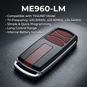 ME960-LM Remote Control Garage Door Opener Remote Control for TX4UNIF Model 433.30MHz 433.92MHz 434.54MHz Rolling Code