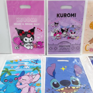 (READY STOCK) Beg Hadiah Kertas Capybara Stitch Hiasan Parti Plastic Gift Bag Kids Birthday Theme Decoration 生日派对礼品袋