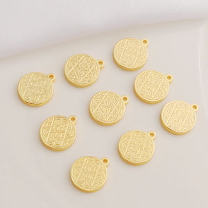 Thickened 18K Titanium Steel Gold Plated 10mm Hexagram round Pendant DIY Bracelet Necklace Jewelry Charm Fashion Accessory