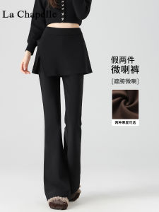 Quần Ống Loe La Chapelle Dày Lót Lông Cừu Cho Nữ Mùa Thu Đông Cỡ Nhỏ Quần Ống Loe Váy Ngắn Quần Ống Rộng