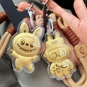 Labubu Gold 999 Keychain Cartoon Mobile Phone Accessory Best Friend Gift Charm Pendant Fashionable Digital Gear
