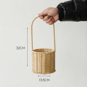 ถ้วยดอกไม้ไผ่ถักแบบมืออาชีพสไตล์ชนบท ถ้วยดอกไม้แห้ง ถ้วยดอกไม้สด ตกแต่งบ้าน วัสดุไผ่ แหล่งกำเนิดจีนแผ่นดินใหญ่