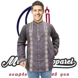 Baju Koko Pria Dewasa Terbaru Lengan Panjang Bahan Katun Madina Premium - Baju Koko Shakeil dengan Kancing Full Kebawah (Detail Size M, L, XL) - Adem, Tidak Mudah Kusut, Menyerap Keringat - Produk Original (EXPORT)