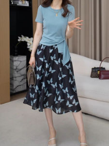 Shalldoer | ชุดสองชิ้นฤดูร้อนสำหรับผู้หญิง 2025 ใหม่ แขนสั้นรัดเอว กระโปรงสั้นทรงเอ ชุดสองชิ้น ชุดทำงานลำลอง ชุดทำงานลำลอง