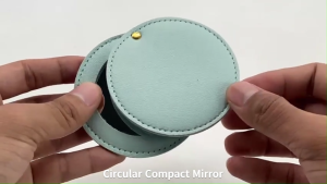 Risefully Compact Stainless Steel Mirror PU Leather Ultra-thin Round Small Pocket Mirror Portable Mini Travel