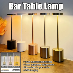 Bar Table Lamp LED Metal Desk Light USB 3-Levels Brightness Portable Rechargeable Touch Control Smart Desk Lamp for Bar