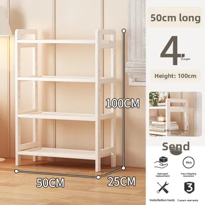 Simple White Multi-Layer Floor-Standing Shelf Easy-To-Assemble Living Room Bookcase Small Space Display Rack Home Storage