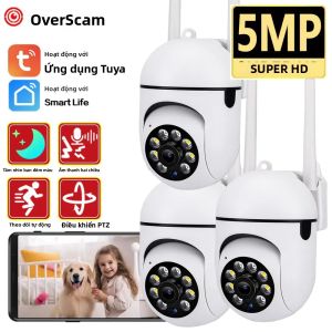 Camera WIFI PTZ Không Dây 5MP HD Camera An Ninh Gia Đình Ngoài Trời HD Với Tính Năng Theo Dõi Tự Động Tuya Smart Life Giám Sát Video Màu Trắng