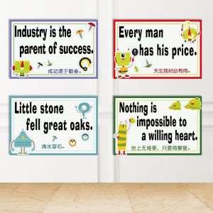 กระดาษกันน้ําสติ๊กเกอร์ติดผนังความคิดสร้างสรรค์ตกแต่งสําหรับวิทยาเขตวัฒนธรรมห้องเรียนภาษาอังกฤษส่วนบุคคลโปสเตอร์ Wall Design