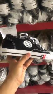 Sepatu sekolah tali NB hitam putih sepatu sekolah SD SMP SMA sol putih sz 28-40