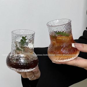 Creative Vintage Hammered Glass Coffee Cup Bubble Water Drink Cup Hand-Poured American Coffee Cup Simple Design Water Cup