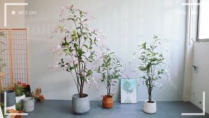 Artificial Weeping Jasmine Tree Artificial Floor Decorative Flower Plants Home Office Restaurant Mall Decoration