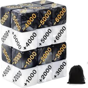 24 PCS Power Counter Dice Set 12 Positive & 12 Negative Premium Marble Texture Dice Compatible with One Piece TCG and Card Game