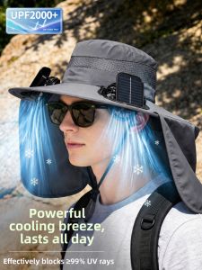 XINGGONGGUAN | Wide Brim UV Protection Cooling Fisherman Hat with Solar Powered Fan