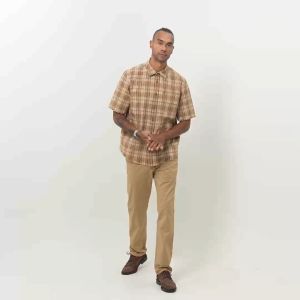 M.Gee Kemeja Casual Lengan Pendek Pria Mgee Original ALTO C123 Brown