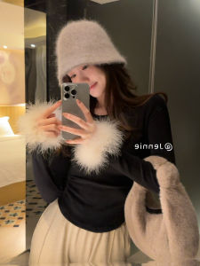 French Atmosphere Stuffed Patchwork Sleeve T-shirt: 2024 Autumn New Arrival