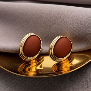 Elegant Retro White Agate Texture Silver Needle Earrings Womens Fashion Jewelry Simple Love Acc Private Label Fresh out