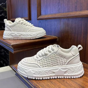Mens Summer Breathable Mesh Casual Thick Bottom Sneakers Youth Trendy All-Match White Fashion Shoes Comfortable Low Top