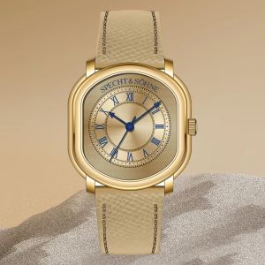 2025 New Fashion Specht & Söhne Vintage Mens Watch PVD Gold Stainless Steel Watch Genuine Leather Japan VH31 Movt Waterproof