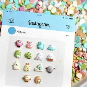 30PCS Kawaii Creative Owl Volcano Ghost Resin Nail Charms 3D Colorful Cartoon Series Grass Bee Snail Nail Art Decorations DIY