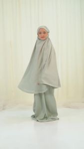 Mukena Anak Traveling 2 in 1 Resleting Dagu Katun Premium Polos SD SMP Remaja 7 8 9 10 11 12 13 14 15 Tahun Alya Series