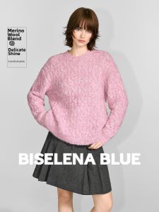 BEIQIANI | Lustrous Jacquard Knitted Sweater Loose Long Sleeve