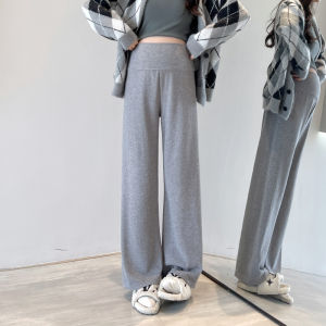 Pregnant Womens Pants Autumn and Winter Outer Wear Loose Pants Fleece-lined Thickened Imitation Cashmere without Belly Support Straight-leg Casual Pants Winter Clothing