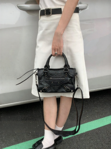 JANDRESS | Vintage Biker Style Mini Bag Rivets Handheld Crossbody