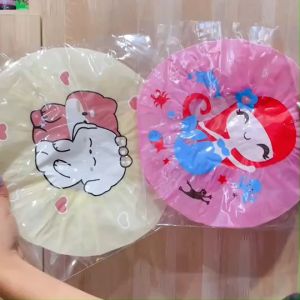 หมวกคลุม สำหรับอาบน้ำ สำหรับกันฝุ่น พลาสติก ลายการ์ตูน คละลาย