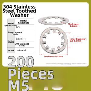 BAIRUITE | Anti-Slip Outward-Inward Teeth Stainless Steel Washer Round Chrysanthemum Type
