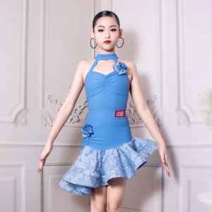 Professional Latin Dance Performance Costume Set for Girls QVEi Practice Suit Fresh Style Nylon Fabric Ballet Competition Outfit